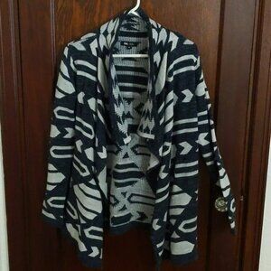 64 Sixty Five Mohair Blend Long Sleeve Open Front Boho Aztec Cardigan Size Med